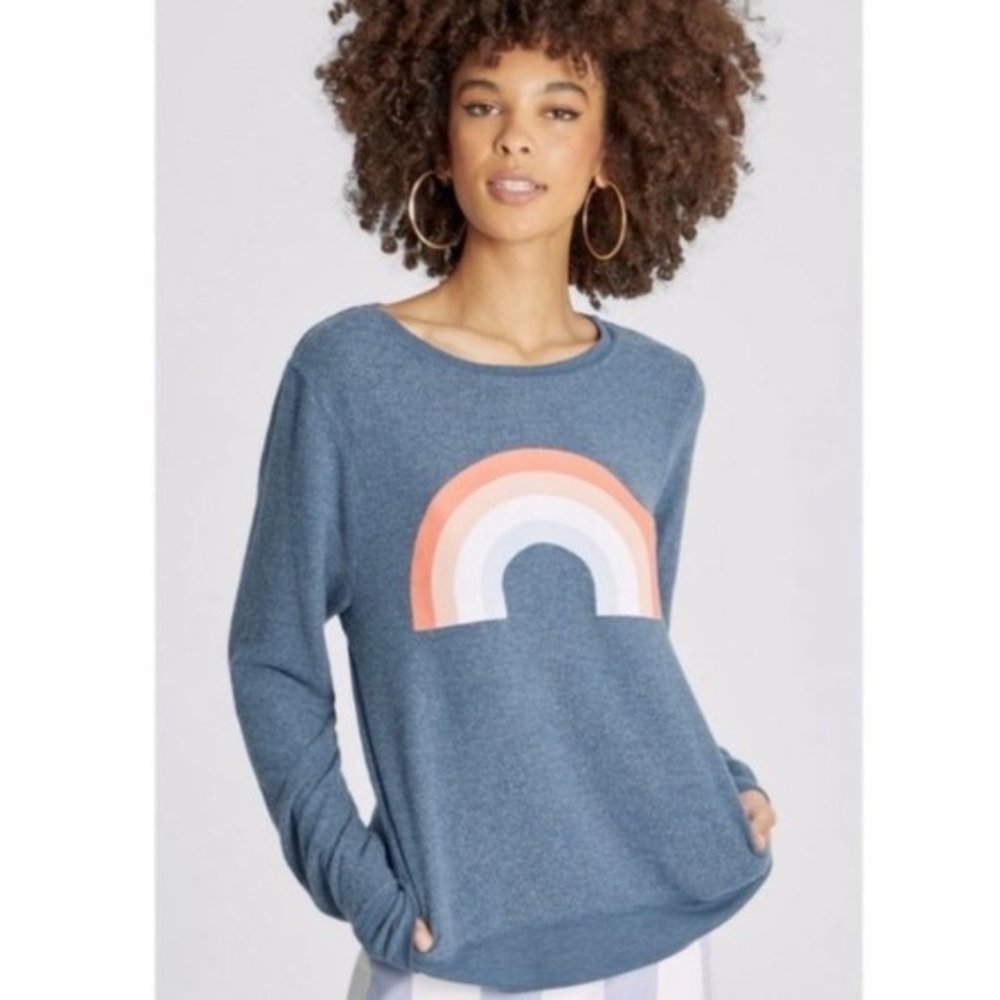 Wildfox Freedom Rainbow Crewneck Graphic Sweater